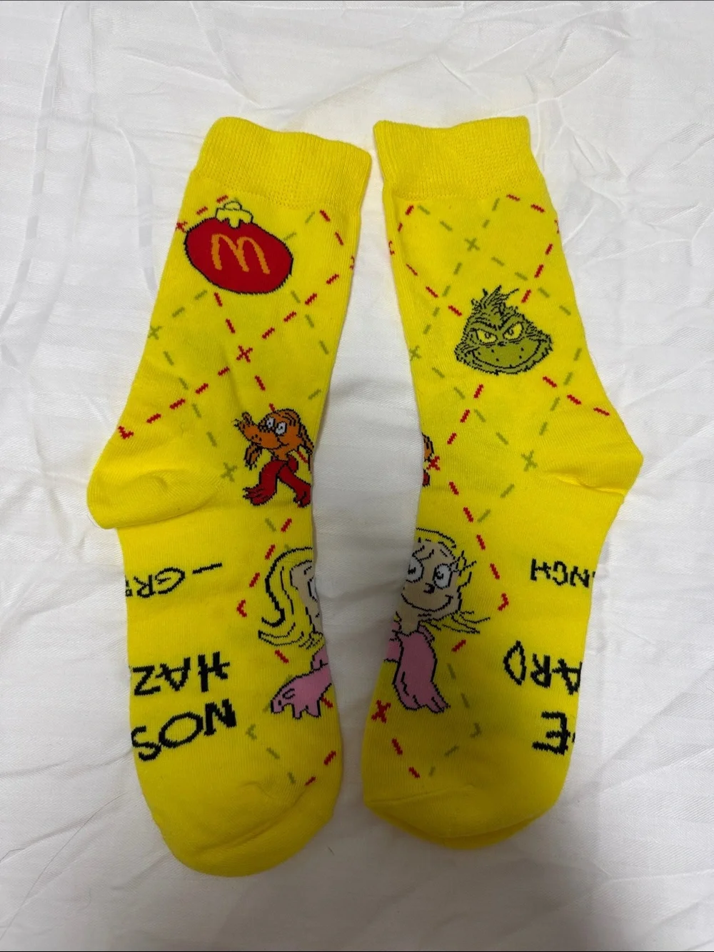 McDonald's Yellow Grinch & Character Novelty Crew Socks